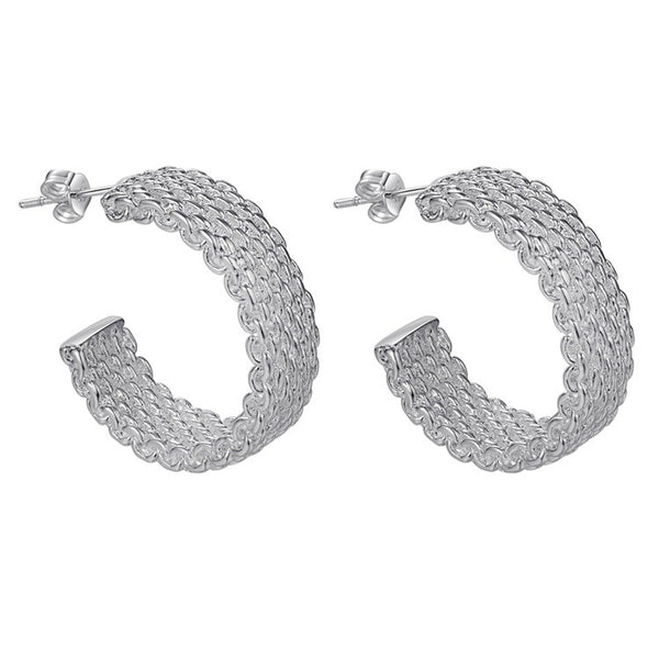 Textured Mesh Hoop Earrings
