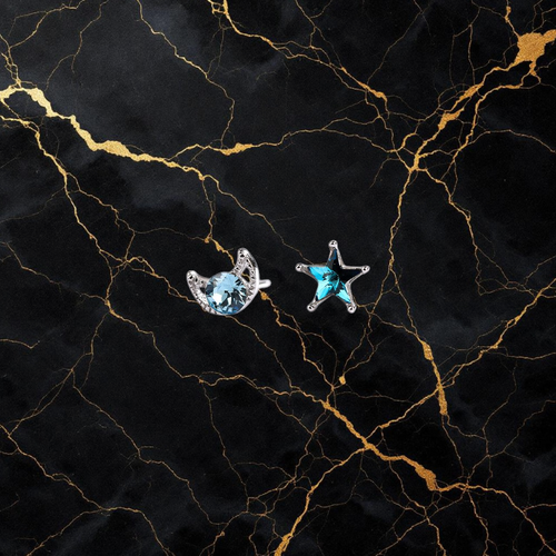 Celestial Star & Crescent Stud Earrings