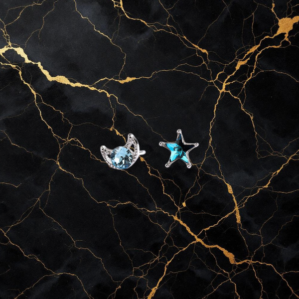 Celestial Star & Crescent Stud Earrings