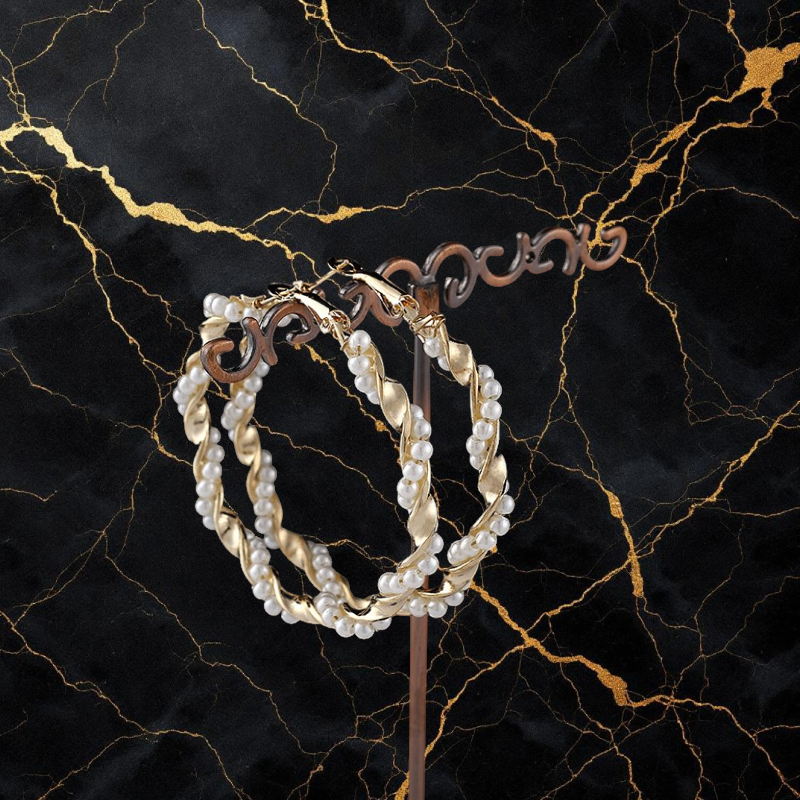 Twisted Pearl Hoop Earrings