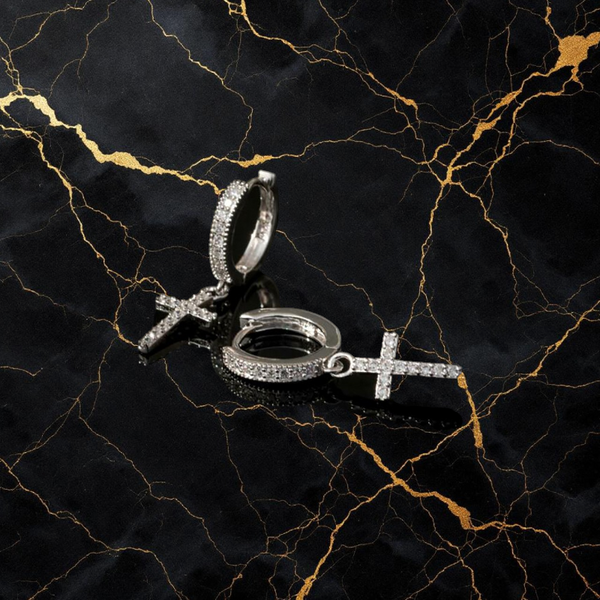 Eternal Cross Crystal Huggie Hoops