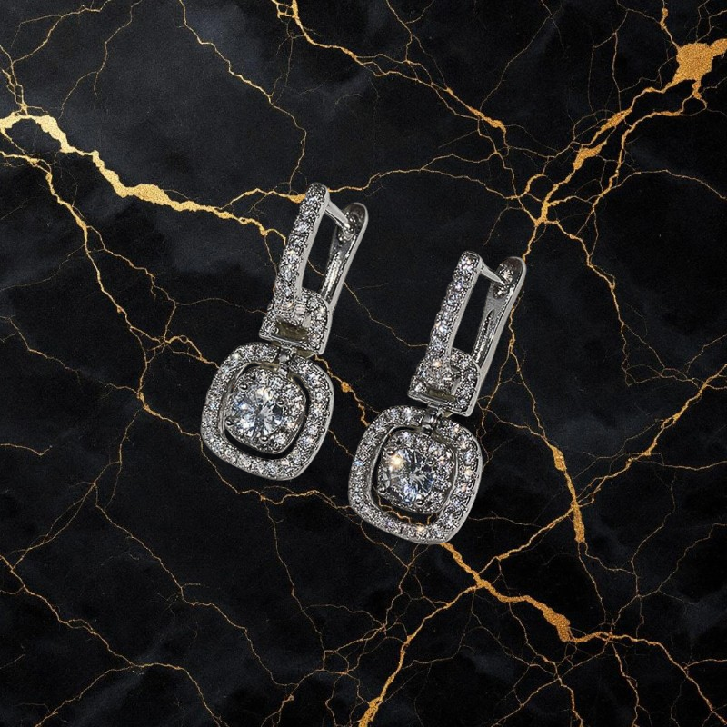 Lumina Geometric Zircon Drop Earrings