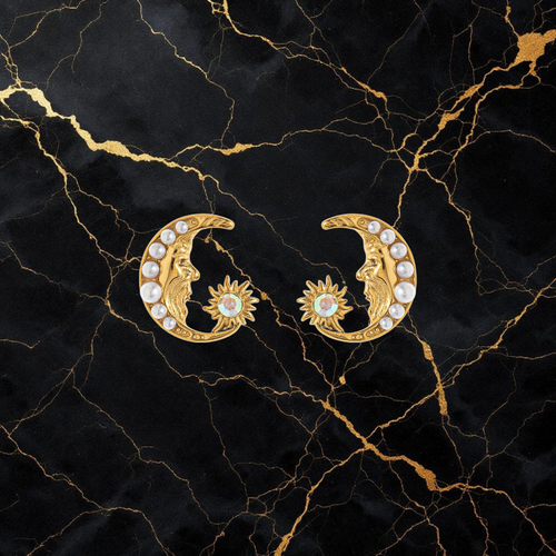 Eclipse Pearl & Celestial Stud Earrings