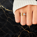 Celestial Crescent & Star Open Ring