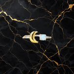 Celestial Crescent & Star Open Ring