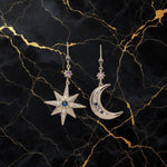 Celestial Asymmetric Star & Moon Drop Earrings
