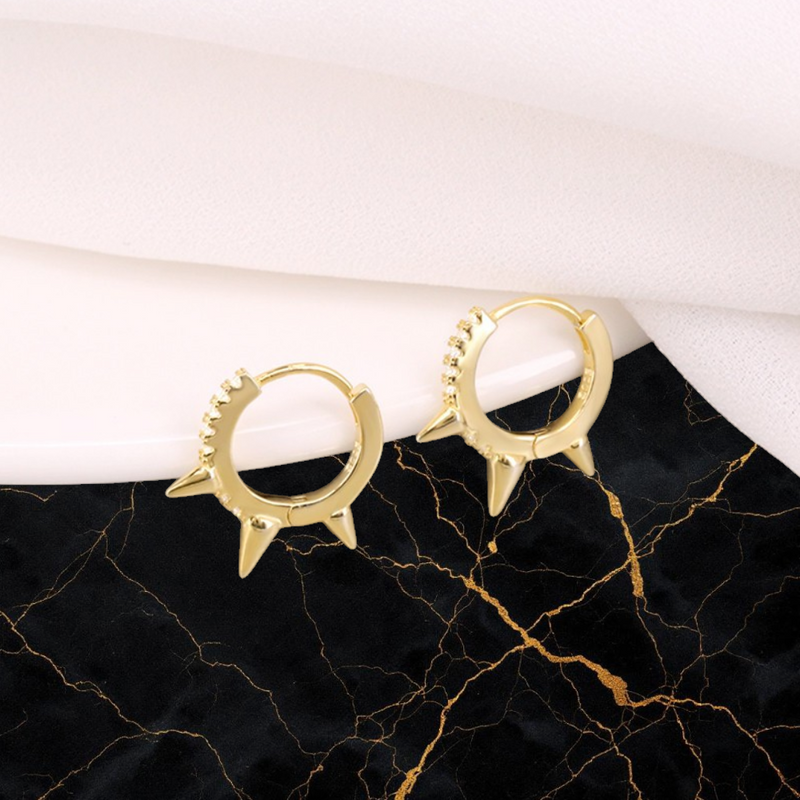 Spiked Crystal Huggie Hoops